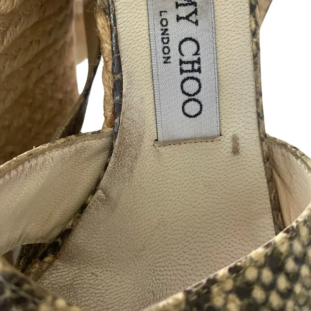 Jimmy Choo Size 35/ US 5 Python Espadrille Wedge Sandals Leather Animal Print